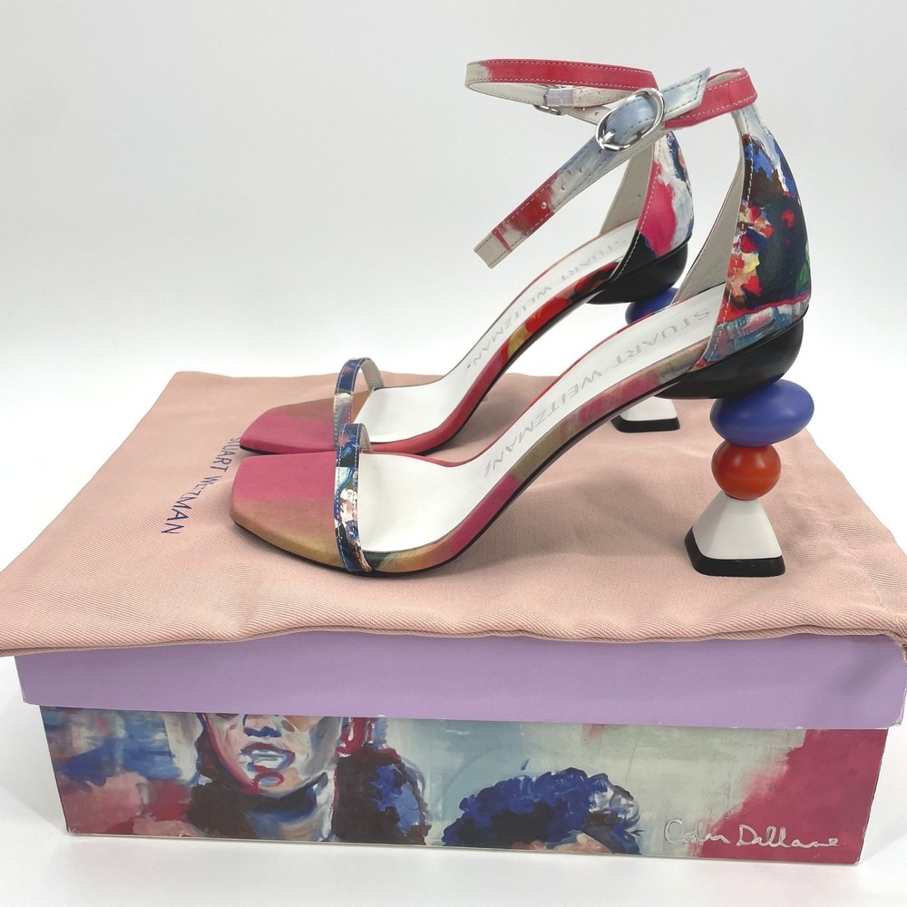 NIB Stuart Weitzman x KidSuper Limited Ed. Story Sandal Art Heel 7/37.5 READ